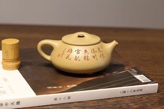 《石瓢》宜兴紫砂壶石瓢蟹壳青泡茶壶