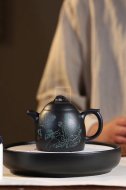 《秦权》茶壶工艺美术师手工紫砂壶泡茶器宜兴黑料秦权茶具