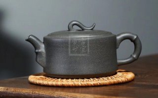 《竹段》宜兴豆青泥紫砂壶纯手工茶壶茶具