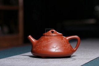 《子冶石瓢》宜兴高级工艺美术师工紫砂壶小煤窑朱泥石瓢茶壶茶具