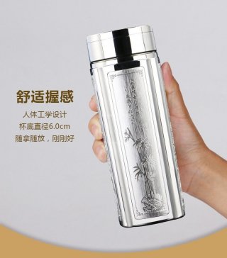 《纯银保健杯》本色宜兴紫砂壶全手工茶具