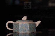 《绞泥狮韵》宜兴工艺美术师手工紫砂壶家用茶壶具套装本山绿泥六方