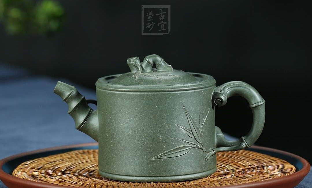 竹段宜兴紫砂壶工艺美术师手工茶壶茶具天青泥竹段|正品杨军保紫砂壶