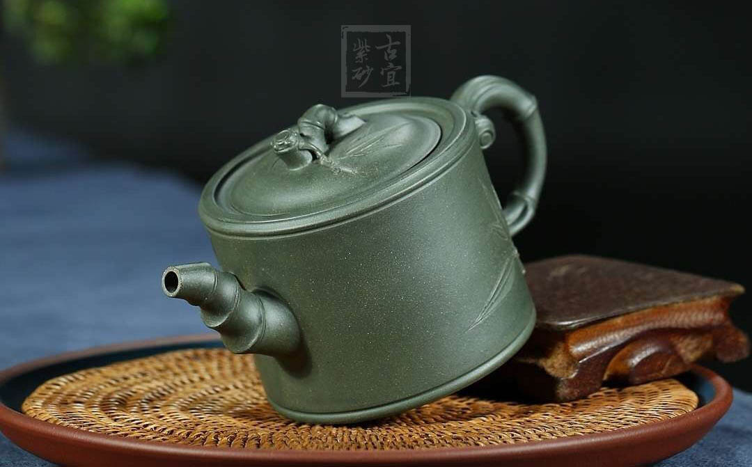 竹段宜兴紫砂壶工艺美术师手工茶壶茶具天青泥竹段|正品杨军保紫砂壶