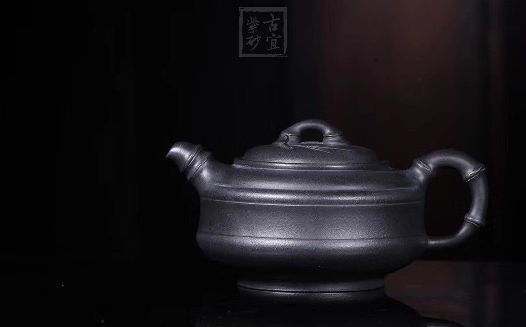 《双线竹鼓》宜兴紫砂壶工艺美术师手工茶壶茶具石黄泥双线竹鼓